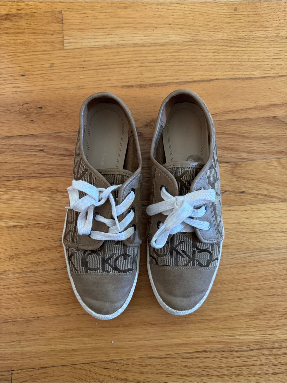 Calvin Klein Kids Taupe CK Monogram Lace-Up Sneakers